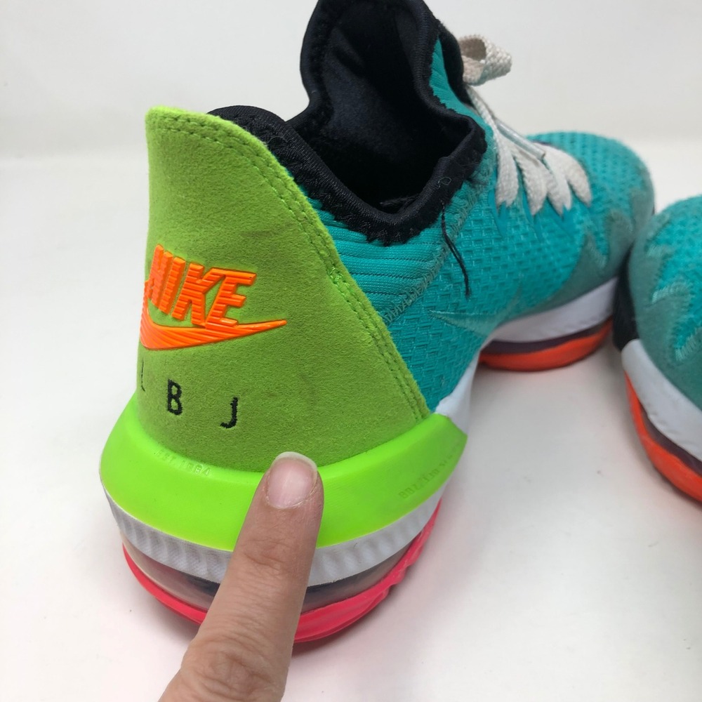 Nike LeBron 16 Low Mens 7.5 Basketball Shoes Hyper Jade Orange Green CI2668-301 - Picture 8 of 15
